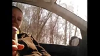 chick in stockings gets fucked in the wood